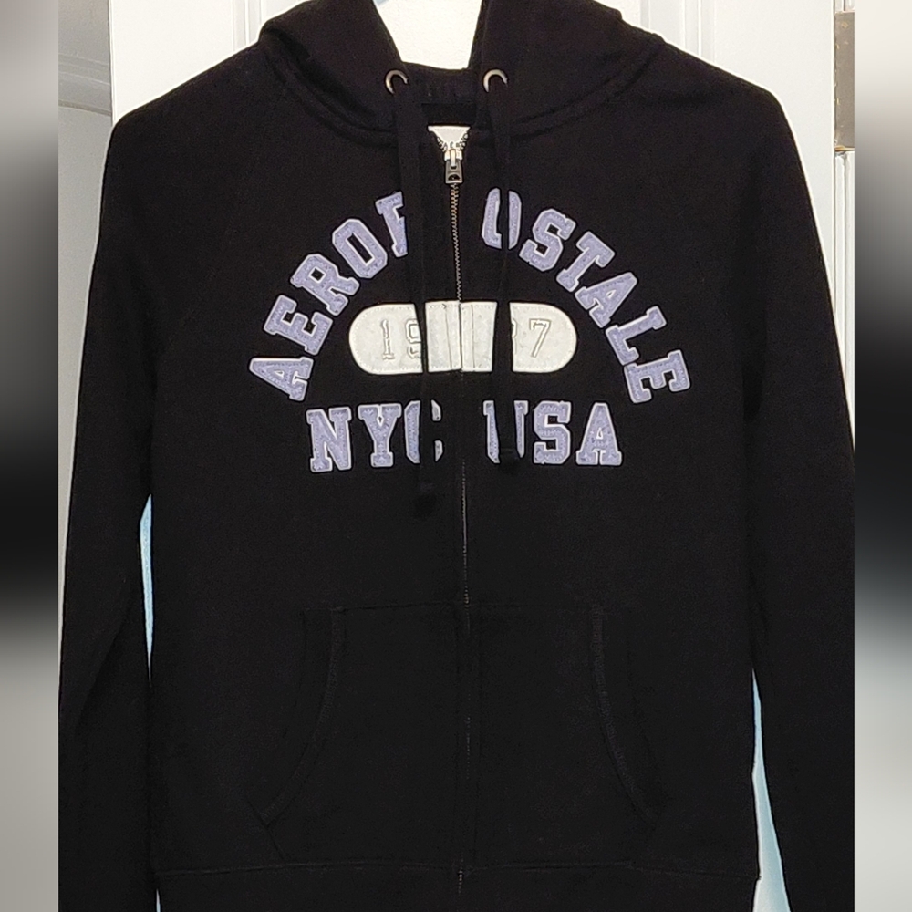 Aeropostale Womens Navy Blue Zip-Up Hoodie